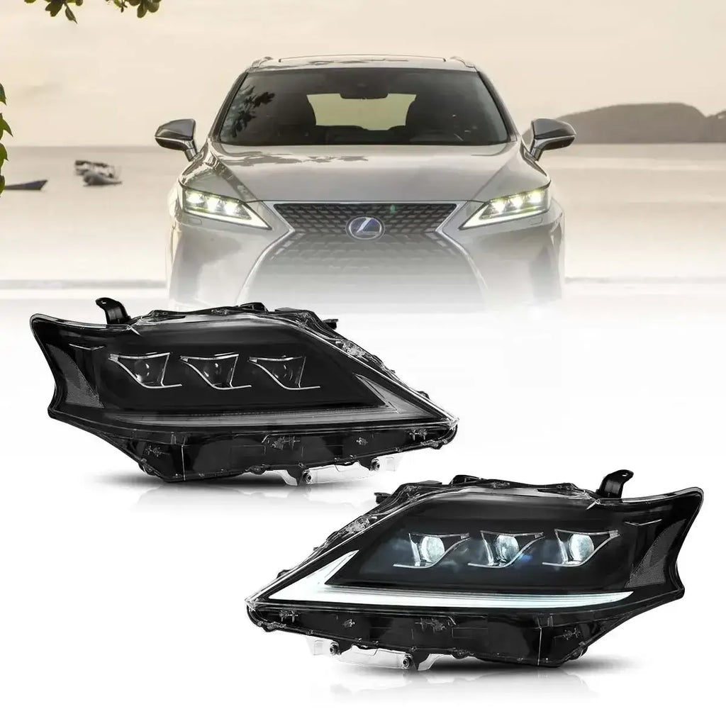 Faros delanteros VLAND 13-15 Lexus RX270 RX350 RX450H LED Matrix negros — LED E-Mark | imagen 1