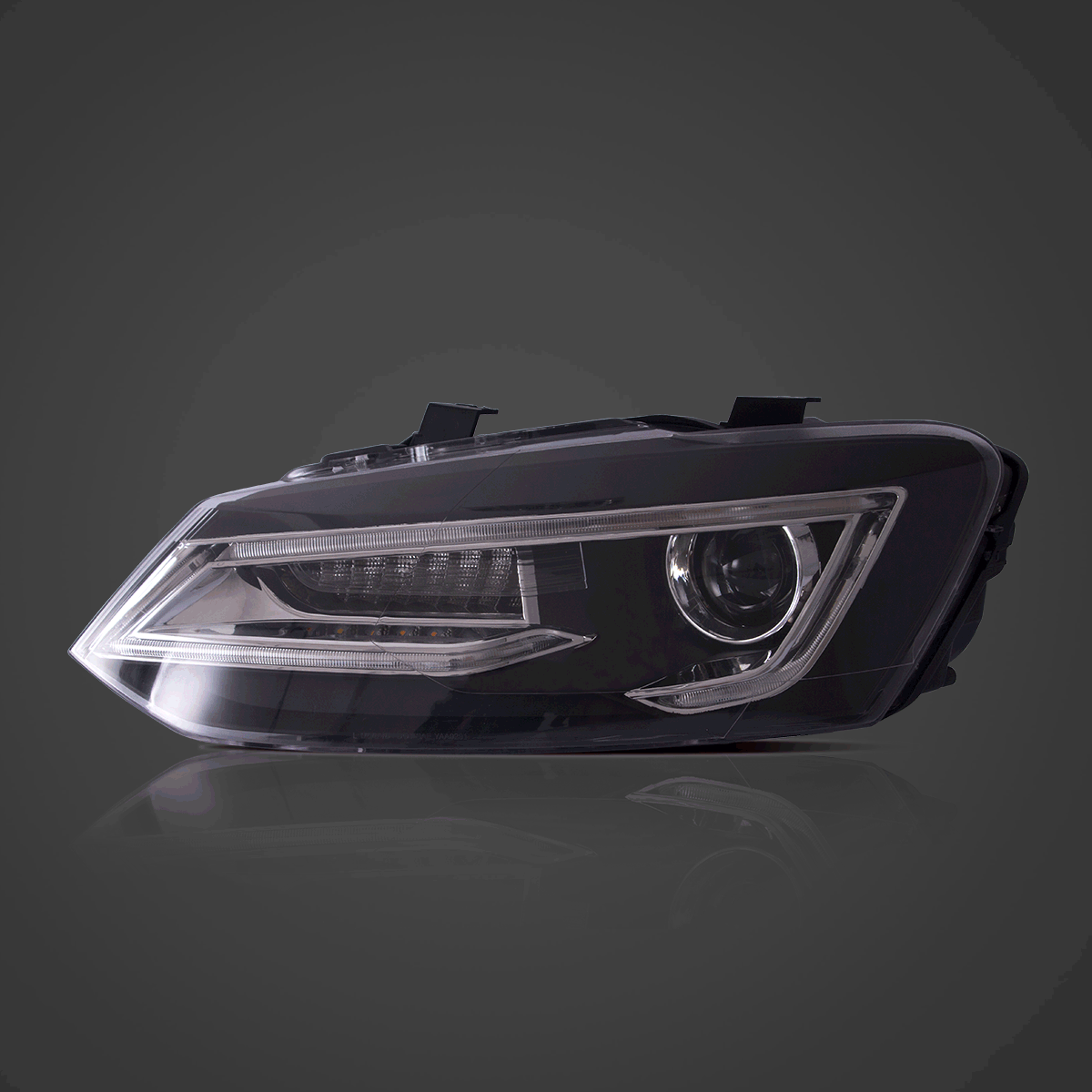 Faros delanteros VLAND 09-17 VW Polo MK5 proyector Bi-LED con Demon Eyes negros — LED E-Mark | imagen 2