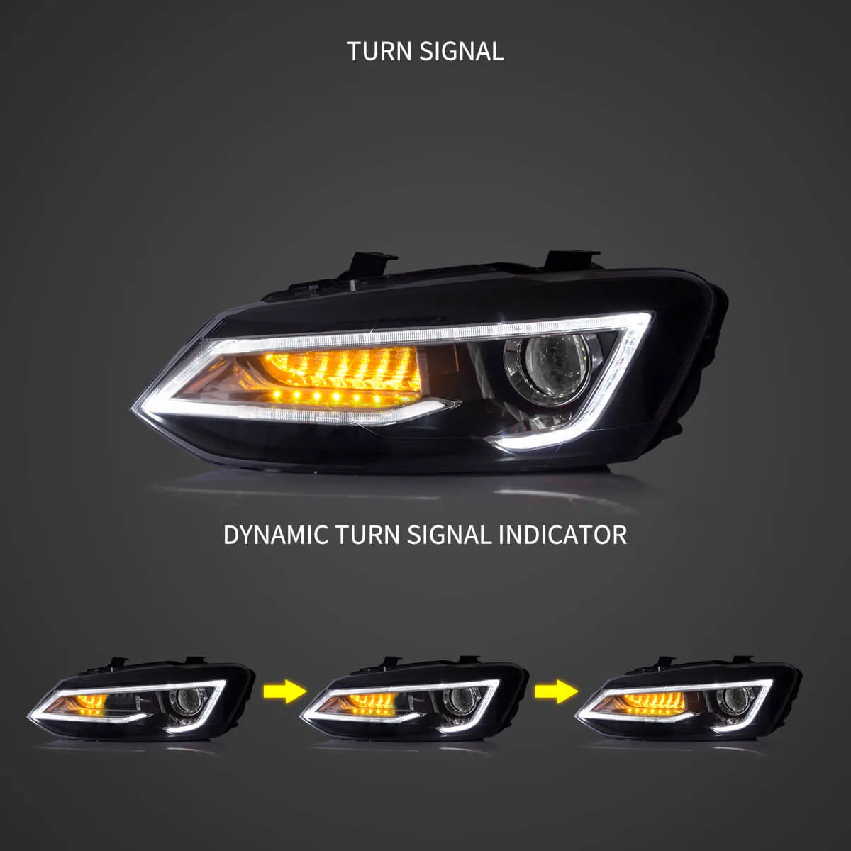 Faros delanteros VLAND 09-17 VW Polo MK5 proyector Bi-LED con Demon Eyes negros — LED E-Mark | imagen 5
