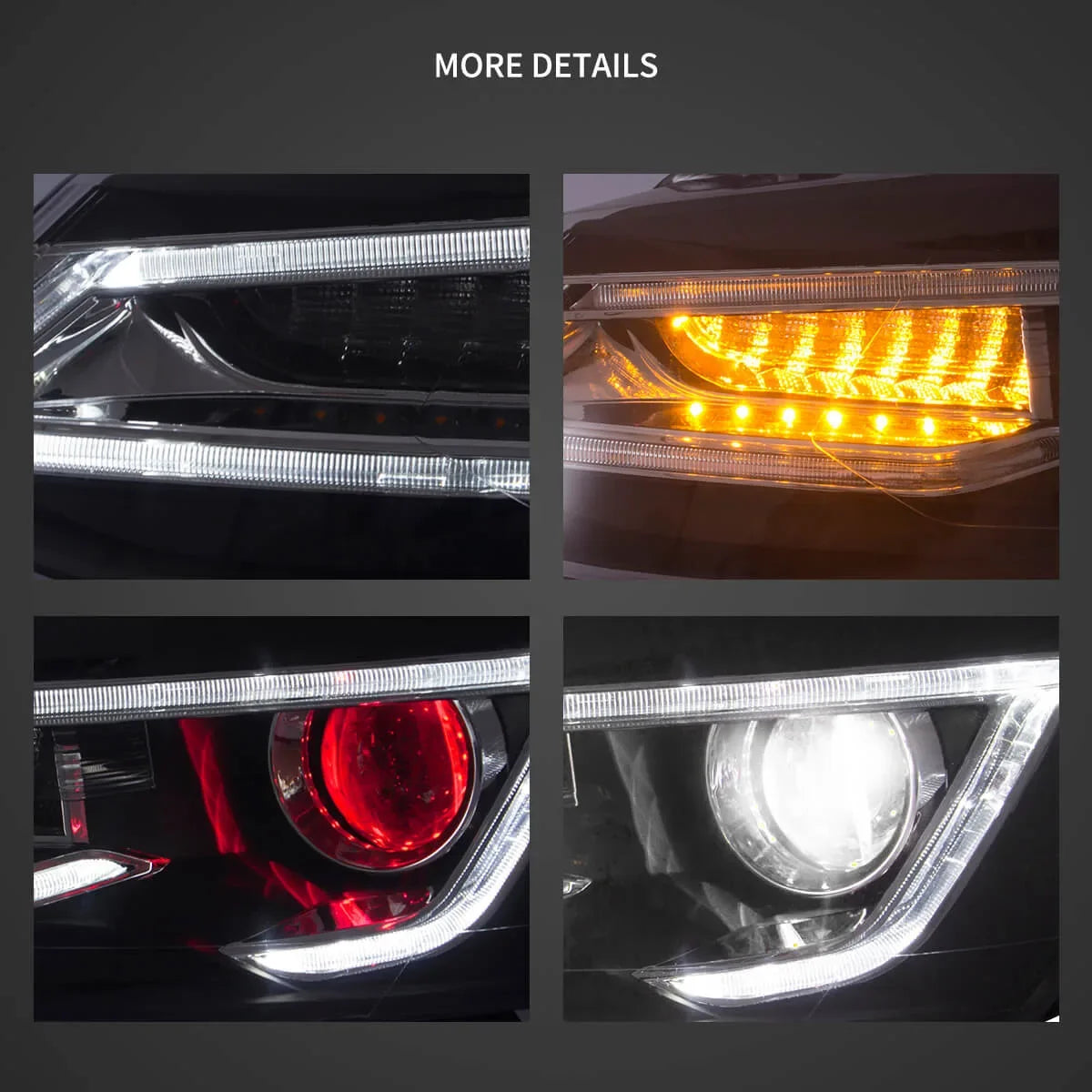 Faros delanteros VLAND 09-17 VW Polo MK5 proyector Bi-LED con Demon Eyes negros — LED E-Mark | imagen 6
