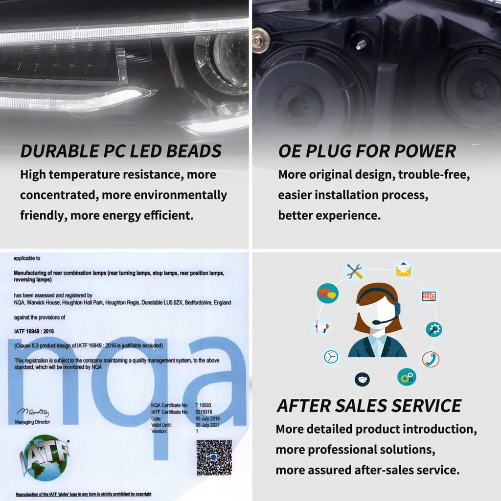 Faros delanteros VLAND 09-17 VW Polo MK5 proyector Bi-LED con Demon Eyes negros — LED E-Mark | imagen 9