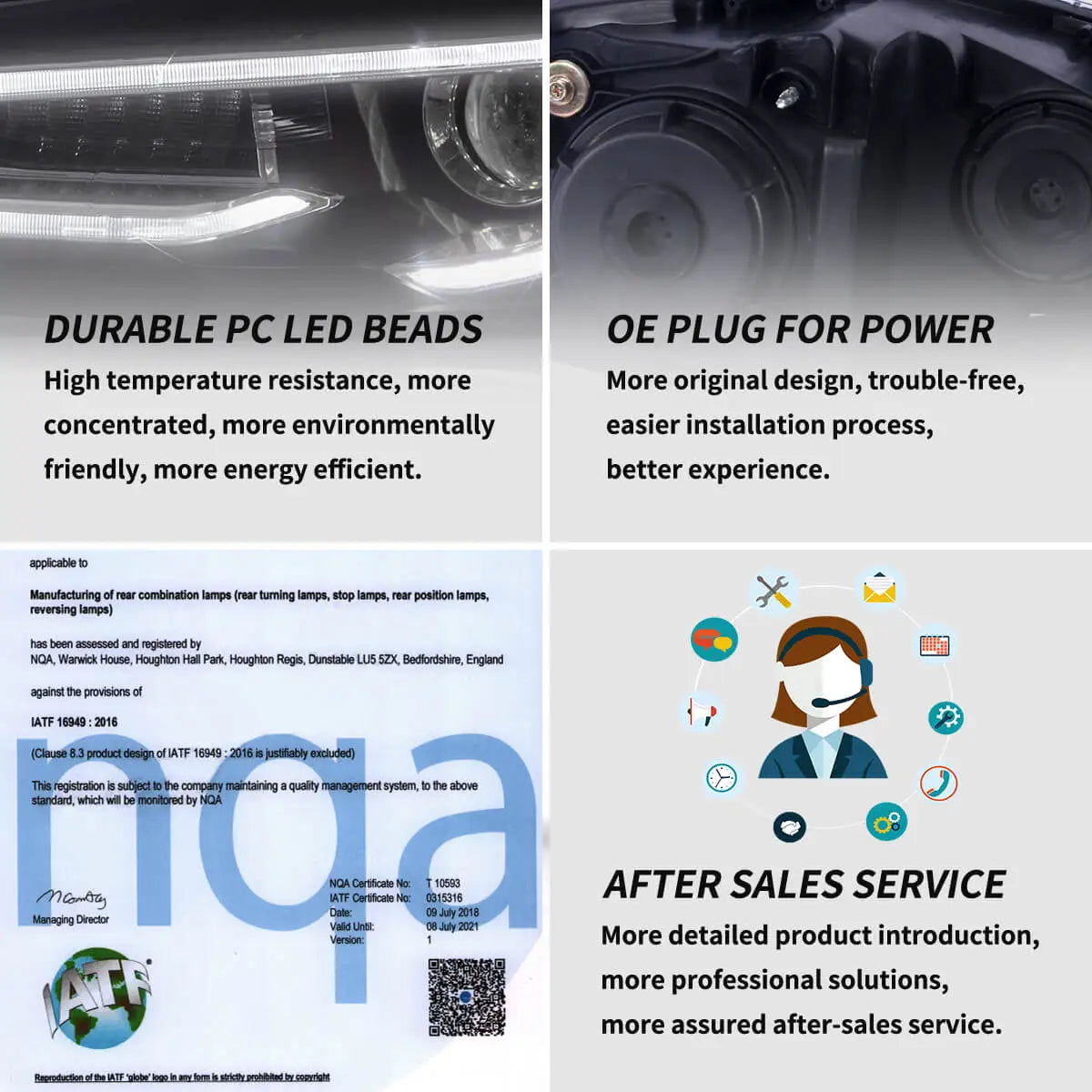 Faros delanteros VLAND 09-17 VW Polo MK5 proyector Bi-LED con Demon Eyes negros — LED E-Mark | imagen 9