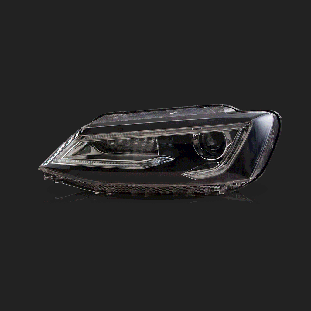 Faros delanteros VLAND 10-18 VW Jetta MK6 proyector Bi-LED negros With Red Demon Eyes — LED E-Mark | imagen 2