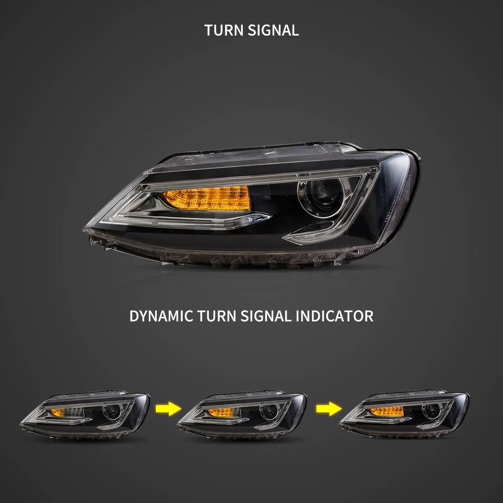 Faros delanteros VLAND 10-18 VW Jetta MK6 proyector Bi-LED negros With Red Demon Eyes — LED E-Mark | imagen 5