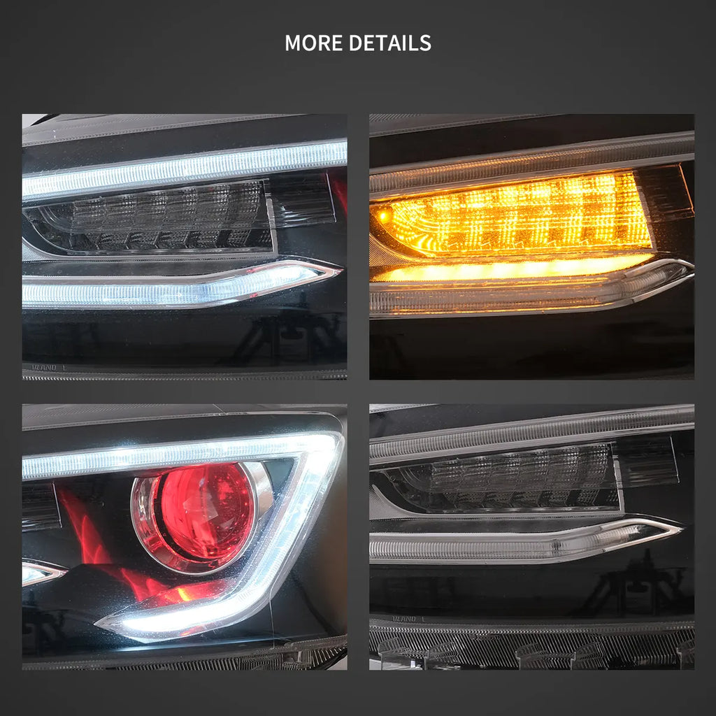 Faros delanteros VLAND 10-18 VW Jetta MK6 proyector Bi-LED negros With Red Demon Eyes — LED E-Mark | imagen 6