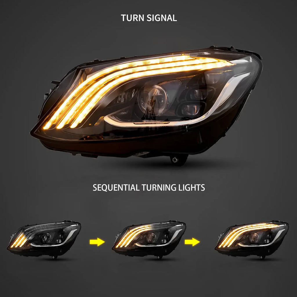 Faros delanteros VLAND 15-21 Mercedes-Benz C-Class W205 LED Matrix negros — LED E-Mark | imagen 3