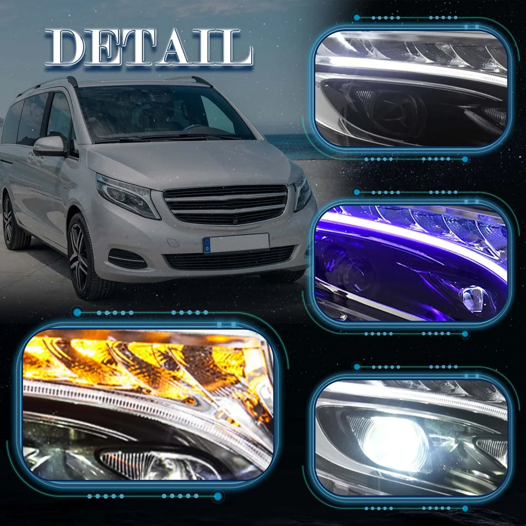 Faros delanteros VLAND Mercedes-Benz Vito V-Class W447 2014-2023 LED — LED E-Mark | imagen 2