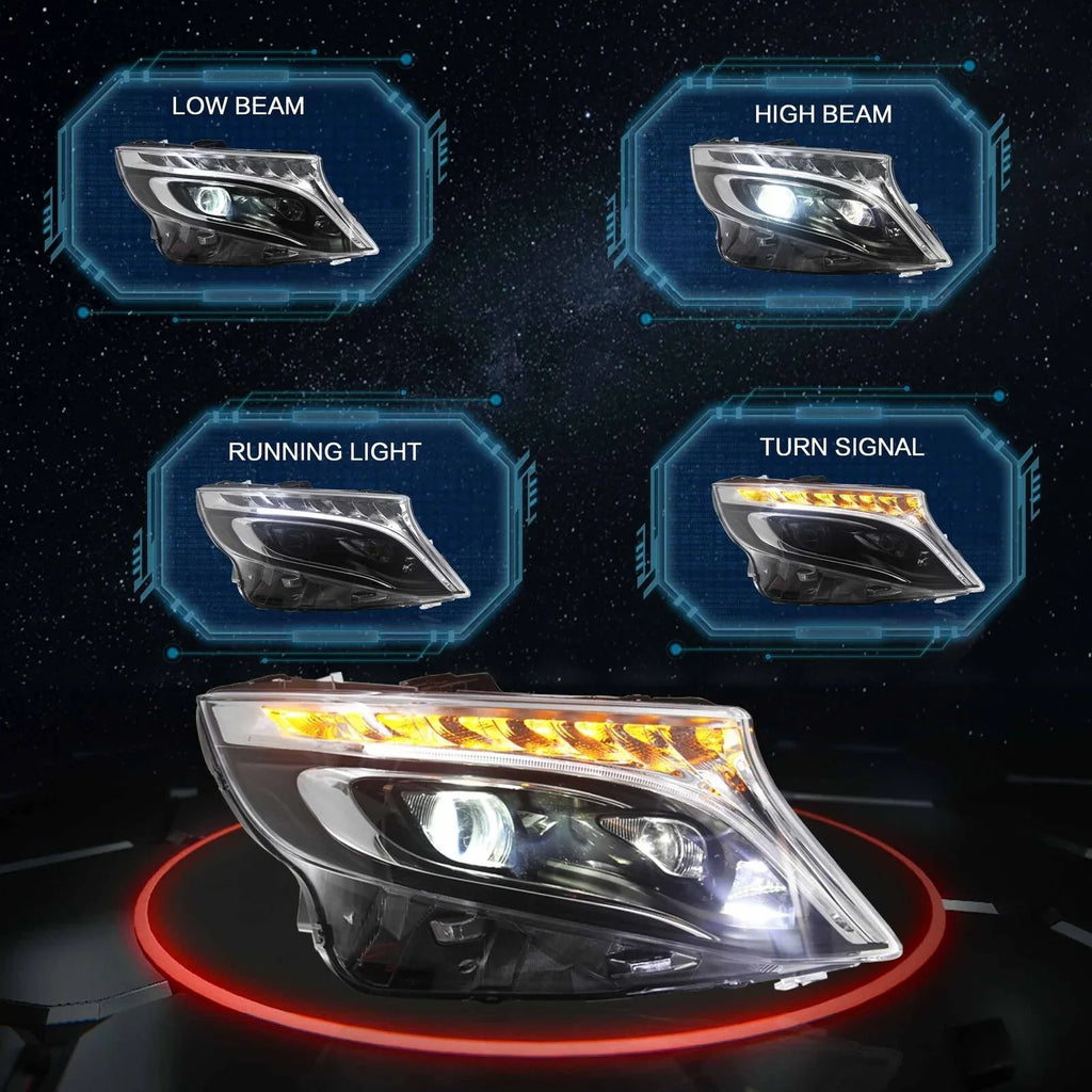 Faros delanteros VLAND Mercedes-Benz Vito V-Class W447 2014-2023 LED — LED E-Mark | imagen 3