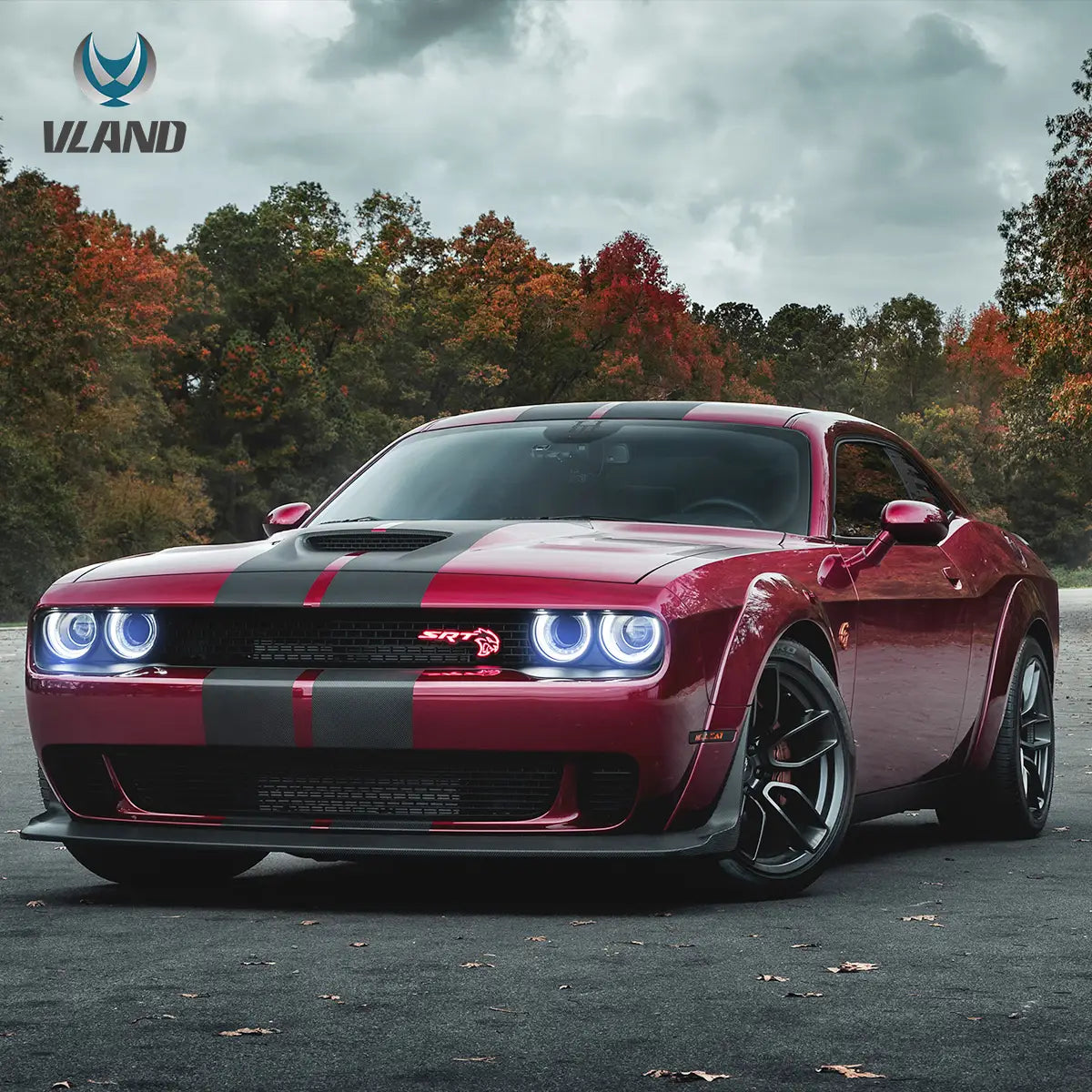 Faros delanteros VLAND 15-24 Dodge Challenger RGB proyector Bi-LED negros — LED E-Mark | imagen 8