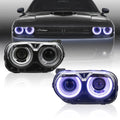 Faros delanteros VLAND 15-24 Dodge Challenger RGB proyector Bi-LED negros — LED E-Mark | imagen 1