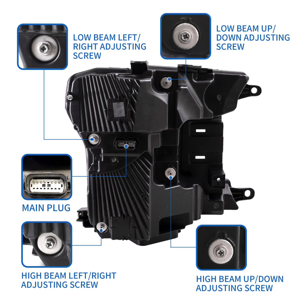 Faros delanteros VLAND 18-20 Ford F150 13th Gen Facelifted (Ⅱ) LED proyector Bi-LED negros — LED E-Mark | imagen 3