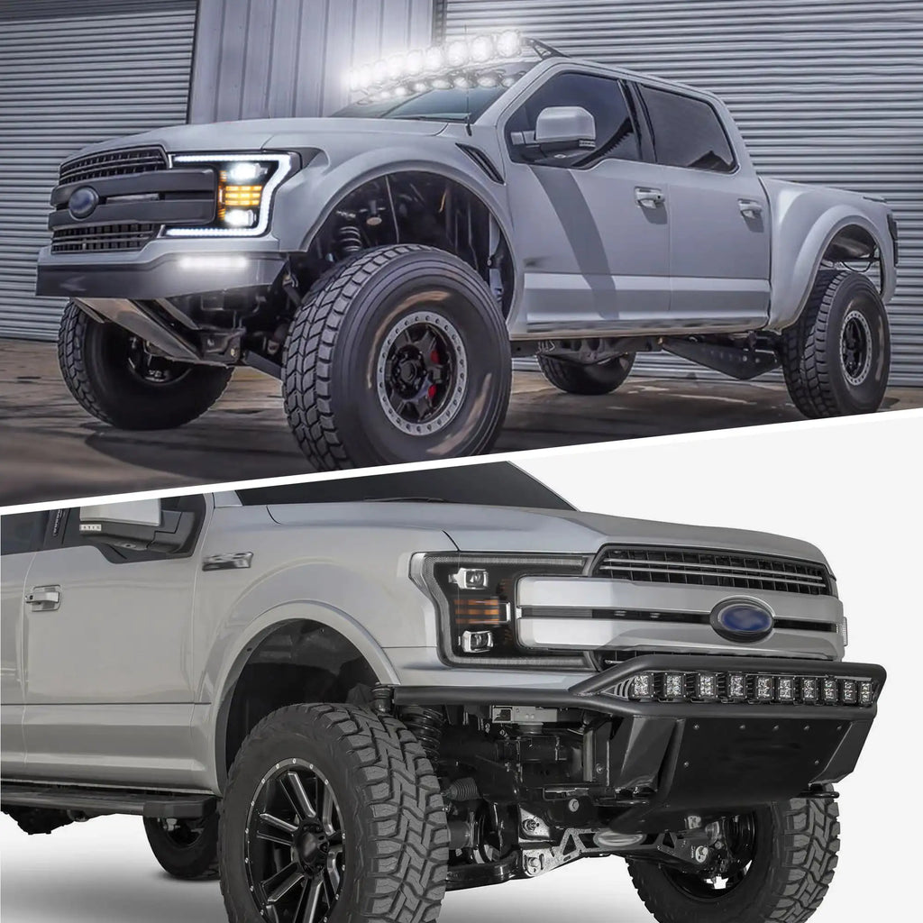 Faros delanteros VLAND 18-20 Ford F150 13th Gen Facelifted (Ⅱ) LED proyector Bi-LED negros — LED E-Mark | imagen 6