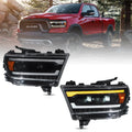 Faros delanteros VLAND 19-24 Dodge Ram 1500 Full LED W/Start-up Animation — LED E-Mark | imagen 1