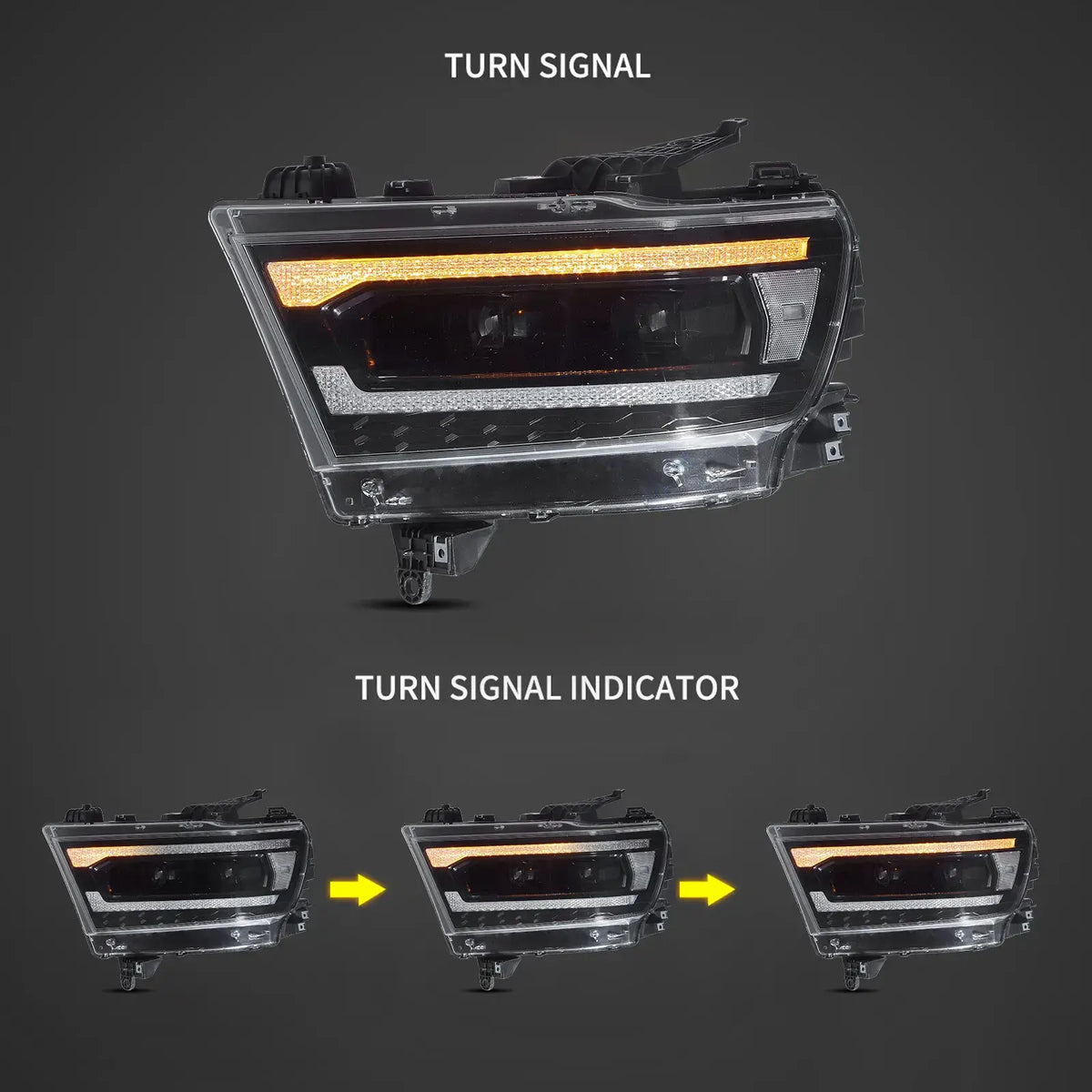 Faros delanteros VLAND 19-24 Dodge Ram 1500 Full LED W/Start-up Animation — LED E-Mark | imagen 5