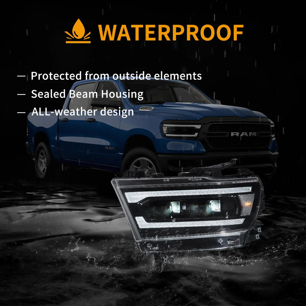 Faros delanteros VLAND 19-24 Dodge Ram 1500 Full LED W/Start-up Animation — LED E-Mark | imagen 12