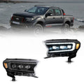 Faros delanteros VLAND 15-21 Ford Ranger [International Types] LED proyector Matrix LED negros — LED E-Mark | imagen 1