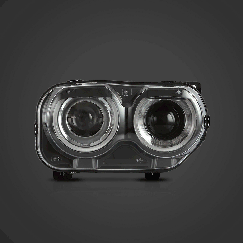 Faros delanteros VLAND 15-24 Dodge Challenger 3th Gen Facelifted proyector Bi-LED negros — LED E-Mark | imagen 2