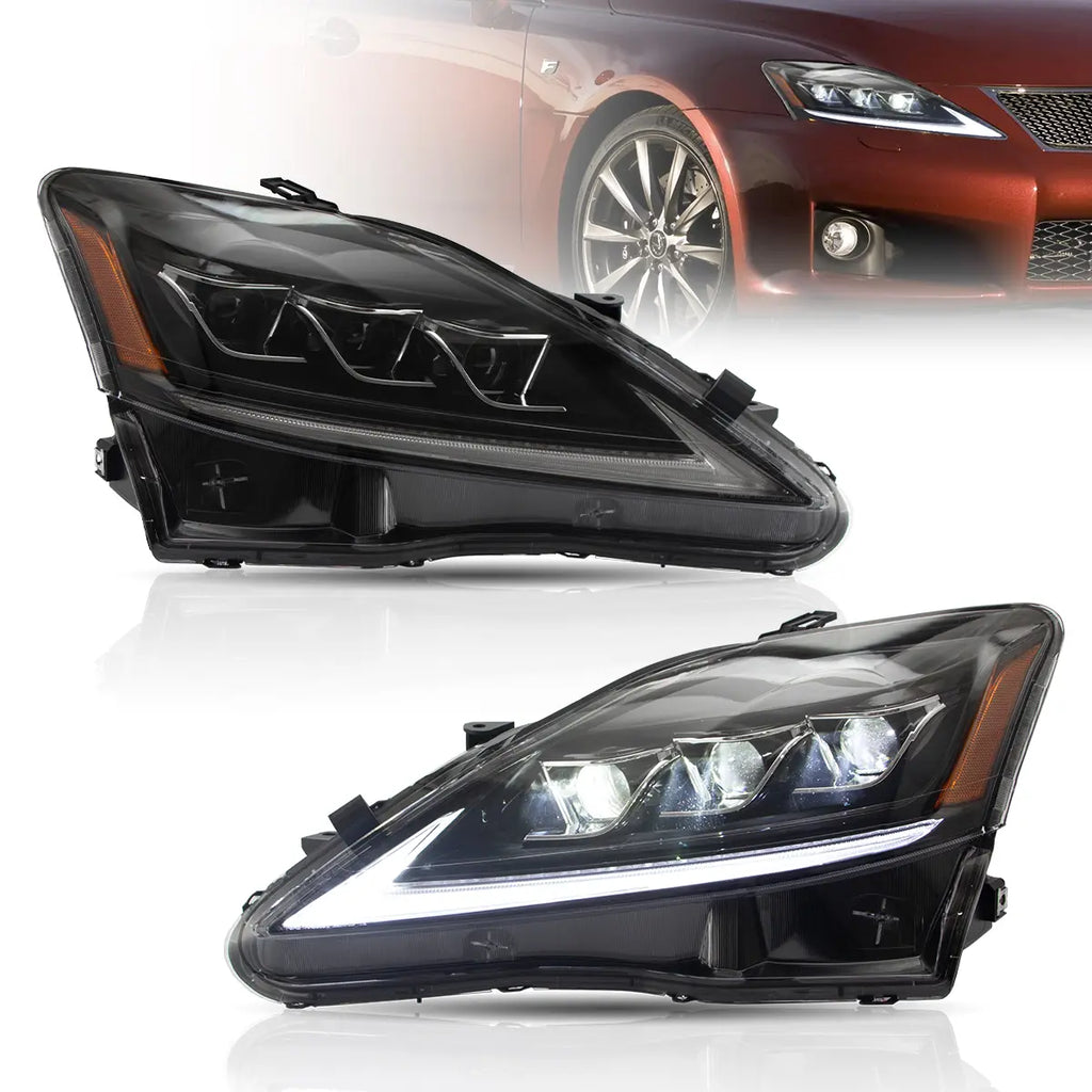 Faros delanteros VLAND 06-12 Lexus IS250/IS250C/IS350/IS220d & 08-14 ISF(XE20) proyector Matrix LED — LED E-Mark | imagen 4
