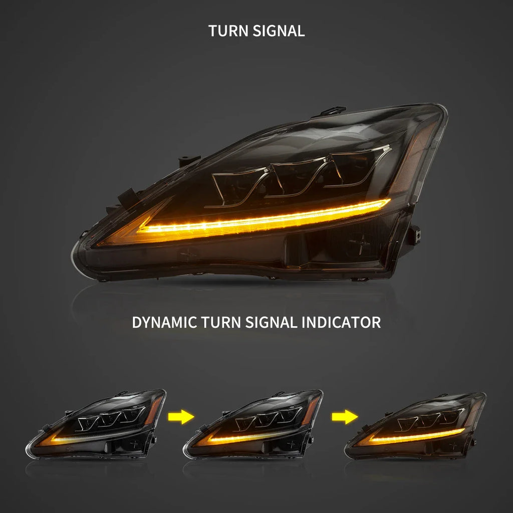 Faros delanteros VLAND 06-12 Lexus IS250/IS250C/IS350/IS220d & 08-14 ISF(XE20) proyector Matrix LED — LED E-Mark | imagen 9