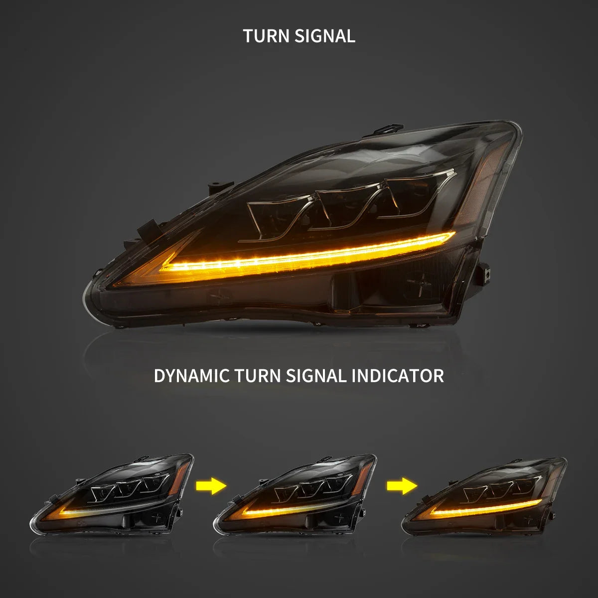 Faros delanteros VLAND 06-12 Lexus IS250/IS250C/IS350/IS220d & 08-14 ISF(XE20) proyector Matrix LED — LED E-Mark | imagen 9