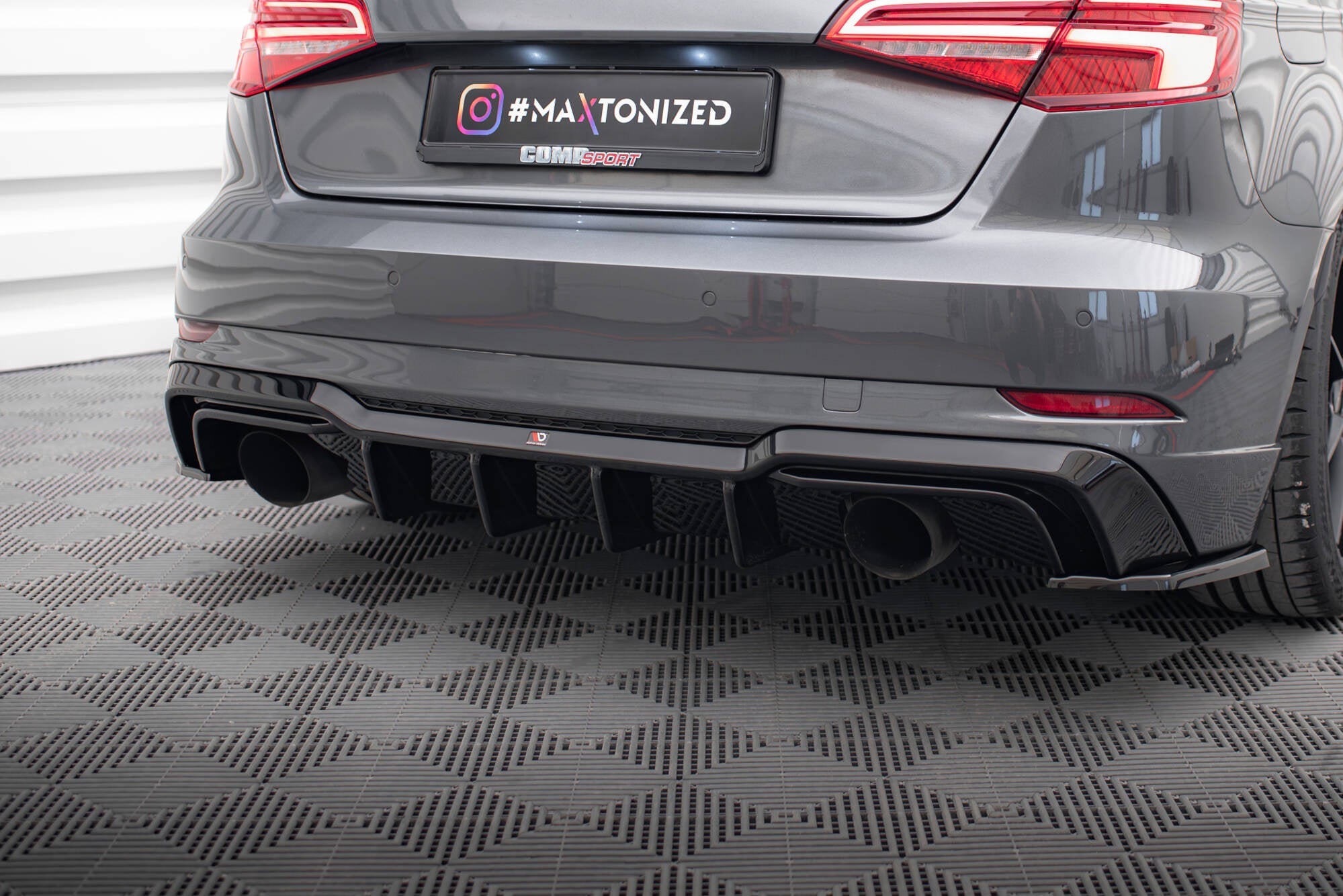 Maxton Design Difusor trasero para Audi A3 S-Line Sportback 8V Facelift (Version with single Exhausts on both sides) - imagen 2