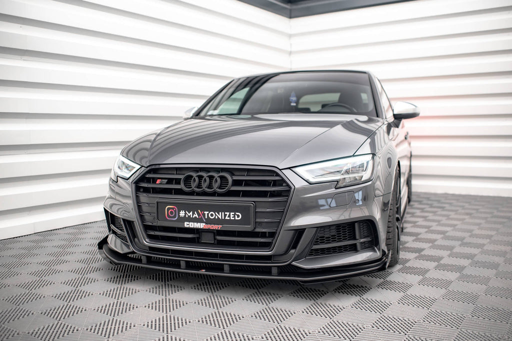 Maxton Design Street Pro Front Splitter V.1 + Flaps para Audi S3 / A3 S-Line Sportback 8V Facelift - imagen 1