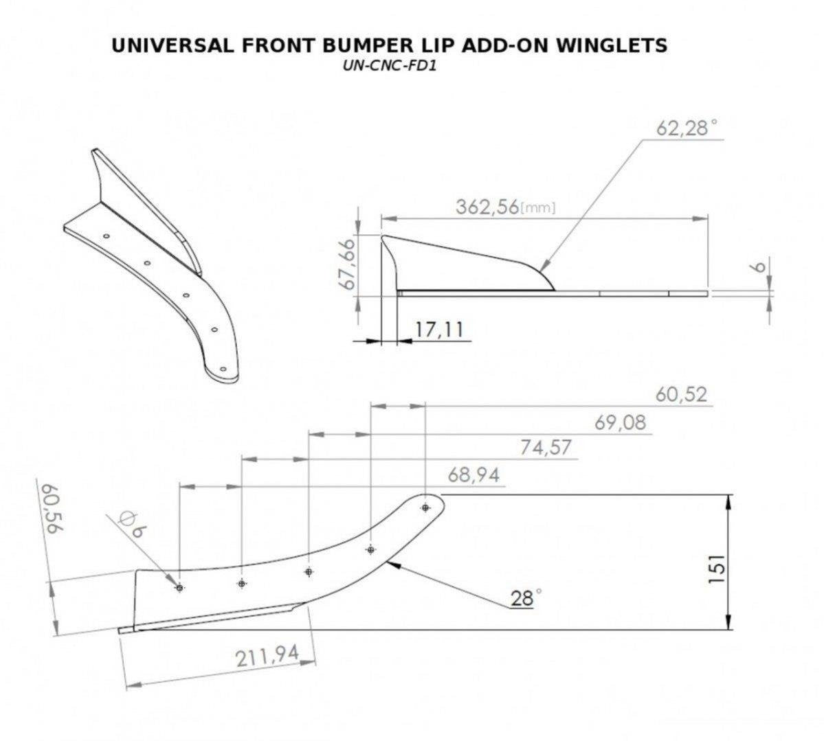 Maxton Design UNIVERSAL FRONT BUMPER LIP ADD-ON WINGLETS - imagen 4